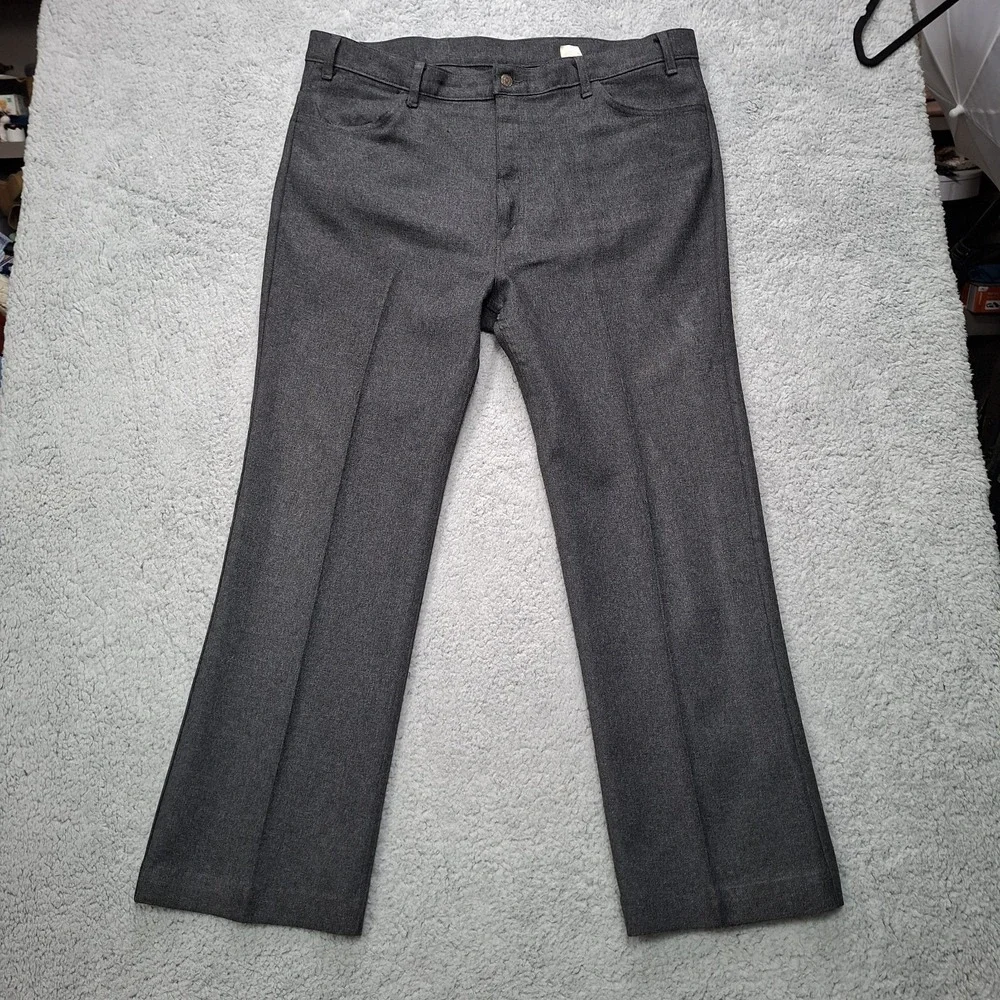 Vintage Levis 517 Bootcut Pants Dacron Polyester Black Gold Label Mens 44x32 USA